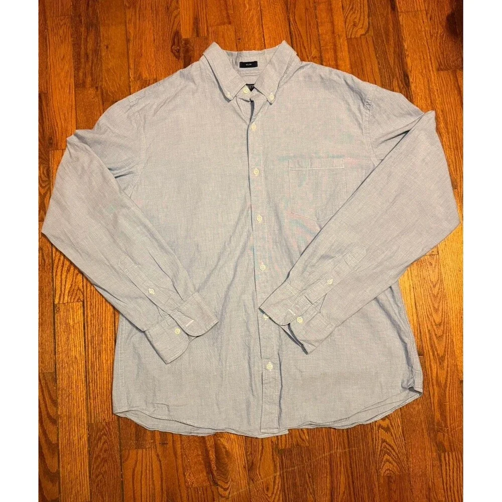 J.CREW Chambray Men’s Slim Fit Button-Down Shirt Blue XL